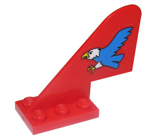 LEGO Red Rudder 2 x 5 x 3.7 with Blue Eagle Sticker (3587)