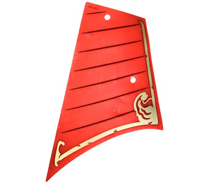 LEGO Red Sail with Dark Red Lines and Gold Trim and Wave