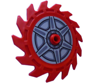LEGO Red Saw Blade with 14 Teeth with Six-Pointed Central Pattern Sticker (61403)
