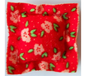 LEGO Red Scala Cloth Pillow Small with Flowers and Green Leaves