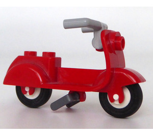 LEGO червен Scooter with Dark Stone Gray Stand and Medium Stone Gray Large Handlebars