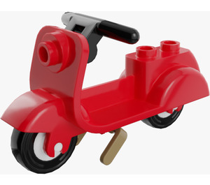 LEGO Red Scooter with Dark Tan Stand and Black Handlebars