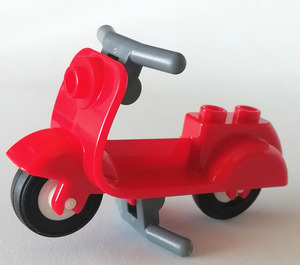 LEGO Red Scooter with Flat Silver Stand and Handlebars