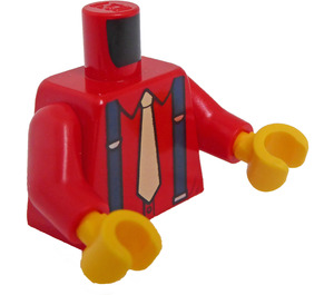 LEGO Rød Skjorte Torso med Tie og Suspenders (973 / 76382)