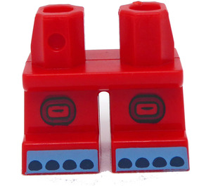 LEGO Rood Korte benen met Blauw Feet met Toes (41879 / 102049)