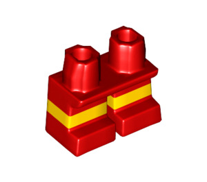 LEGO rot Kurz Beine mit Gelb Stripe (16709 / 41879)
