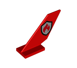 LEGO Red Shuttle Tail 2 x 6 x 4 with Fire Badge Logo (6239 / 93574)
