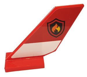 LEGO Red Shuttle Tail 2 x 6 x 4 with Fire Logo Badge and White Stripe Sticker (6239)