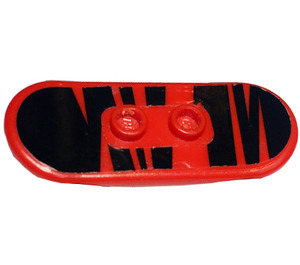 LEGO Red Skateboard with Four Wheel Clips with Black Zebra Stripes Sticker (42511)