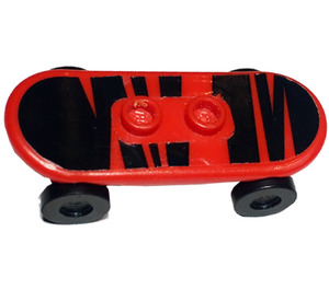 LEGO rot Skateboard mit Zebra Streifen und Räder