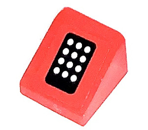 LEGO rouge Pente 1 x 1 (31°) avec 12 blanc dots sur Noir Carré Autocollant (35338)