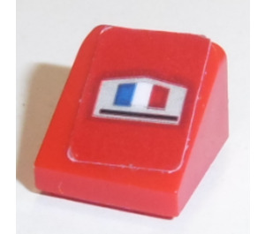 LEGO rouge Pente 1 x 1 (31°) avec French Drapeau Autocollant (35338)