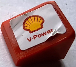 LEGO Rød Skråning 1 x 1 (31°) med Shell logo og 'V-Power' (Model Høyre) Klistremerke (35338)