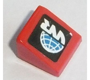 LEGO rouge Pente 1 x 1 (31°) avec 'WR' et Demi globe (Droite Côté) Autocollant (35338)