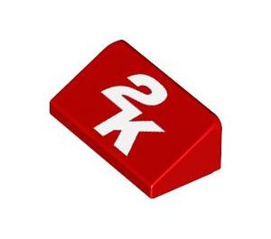 LEGO rouge Pente 1 x 2 (31°) avec "2K" (85984 / 100575)