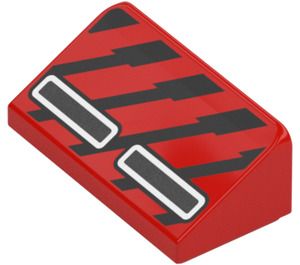 LEGO Red Slope 1 x 2 (31°) with Black Lines and Gray Grilles (85984 / 106726)