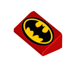 LEGO Red Slope 1 x 2 (31°) with Classic Batman Logo (29094 / 85984)