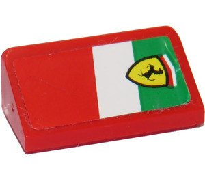 LEGO Red Slope 1 x 2 (31°) with Ferrari Logo on Green, White and Red Background - Right Sticker (85984)