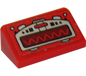 LEGO Rouge Pente 1 x 2 (31°) avec Argent Oscilloscope et Rouge Sine Vague Autocollant (85984)