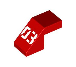LEGO Red Slope 1 x 2 (45°) with '03' (28192 / 105760)