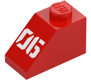 LEGO Red Slope 1 x 2 (45°) with '06' (3040 / 105753)