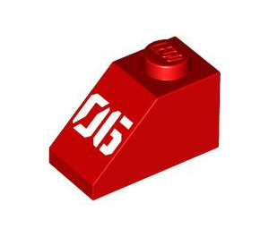 LEGO Red Slope 1 x 2 (45°) with '06' (3040 / 105753)
