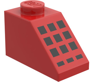 LEGO Rood Helling 1 x 2 (45°) met 9 + 3 Zwart Buttons (3040)