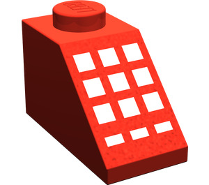 LEGO Red Slope 1 x 2 (45°) with 9 + 3 White Buttons (3040)