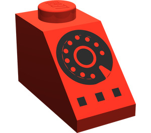 LEGO Rood Helling 1 x 2 (45°) met Zwart Rotary Phone (3040)