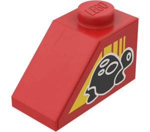 LEGO rouge Pente 1 x 2 (45°) avec Tortue (La gauche) Autocollant (3040)