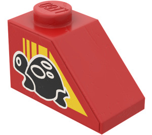 LEGO Red Slope 1 x 2 (45°) with Turtle (Right) Sticker (3040)