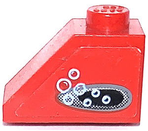 LEGO Red Slope 1 x 2 (45°) with Vent and Bubbles Sticker (3040)