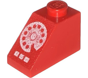 LEGO Red Slope 1 x 2 (45°) with White Rotary Phone (3040)