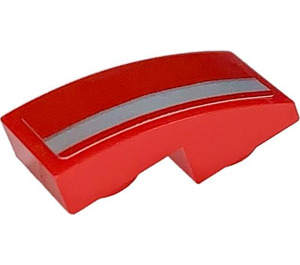 LEGO Red Slope 1 x 2 Curved Inverted with Silver Line right Sticker (24201)