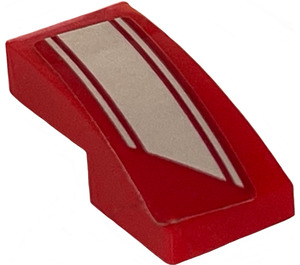 LEGO Red Slope 1 x 2 Curved with 3 Stripes (Left) Sticker (3593)