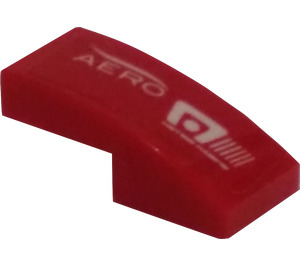 LEGO Red Slope 1 x 2 Curved with Aero and Marketing Logos (Left) Sticker (11477)