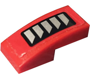 LEGO Rood Helling 1 x 2 Gebogen met Lucht Vent Grilles Links Sticker (11477)