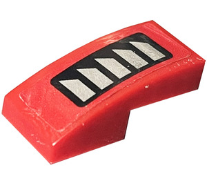 LEGO Rood Helling 1 x 2 Gebogen met Lucht Vent Grilles Rechtsaf Sticker (11477)