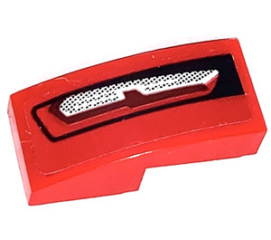 LEGO Red Slope 1 x 2 Curved with Backlight left side Sticker (11477)
