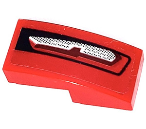 LEGO Red Slope 1 x 2 Curved with Backlight Right side Sticker (11477)