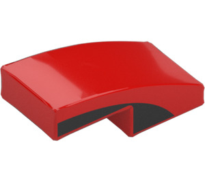 LEGO Red Slope 1 x 2 Curved with Black on Side (3593)