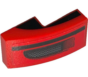 LEGO Red Slope 1 x 2 Curved with Black on Side with Front Light left Sticker