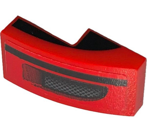 LEGO Red Slope 1 x 2 Curved with Black on Side with Frontlight right Sticker