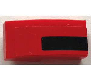 LEGO rouge Pente 1 x 2 Incurvé avec Noir Stripe - Droite Autocollant (11477)