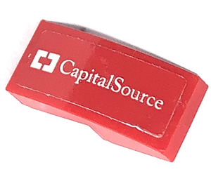 LEGO Red Slope 1 x 2 Curved with CapitalSource left Sticker (11477)