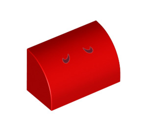 LEGO Red Slope 1 x 2 Curved with Dark Red Yoshi Nostrils (37352 / 94646)