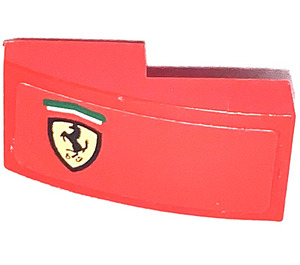 LEGO Red Slope 1 x 2 Curved with Ferrari Logo Left Side Sticker (11477)