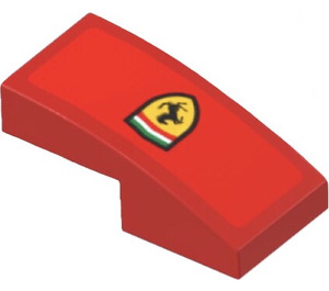 LEGO Red Slope 1 x 2 Curved with Ferrari Logo (Right) Sticker (3593)