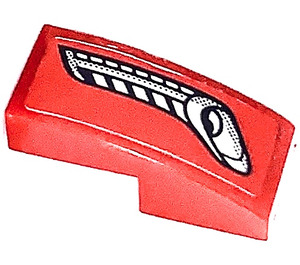 LEGO Red Slope 1 x 2 Curved with Silver Vents Left Side Sticker (11477)