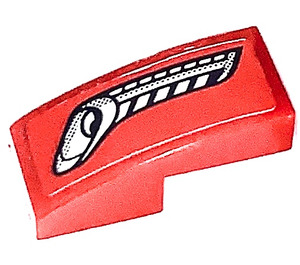 LEGO Red Slope 1 x 2 Curved with Silver Vents Right Side Sticker (11477)